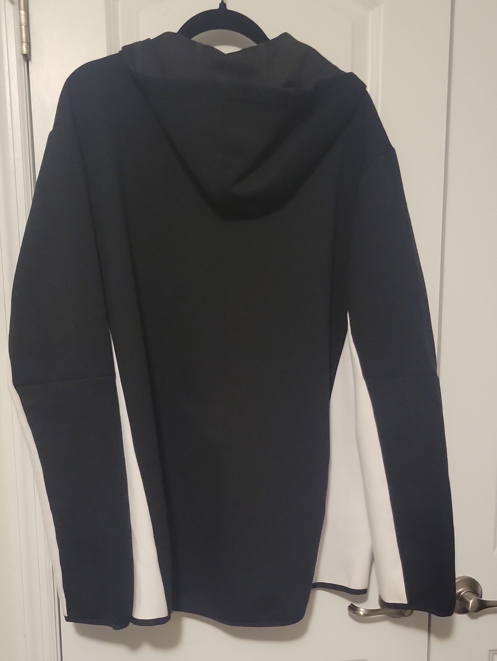 Logo Athletic Black Hooded Performance Jacket with White Panels